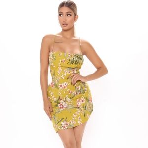 Floral Mini Dress- Lime